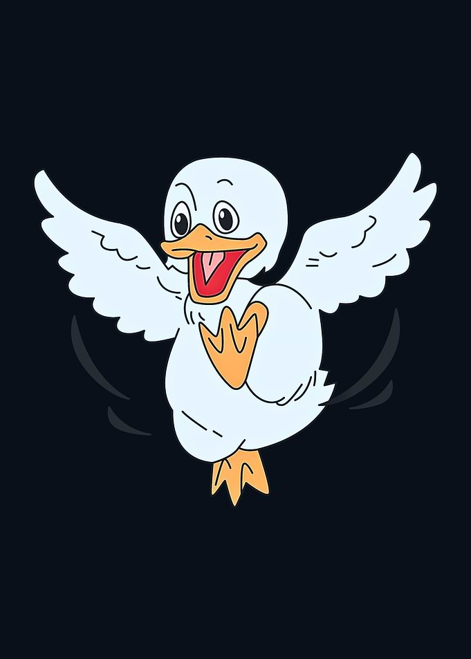 Cartoon Duck with Open Wings
