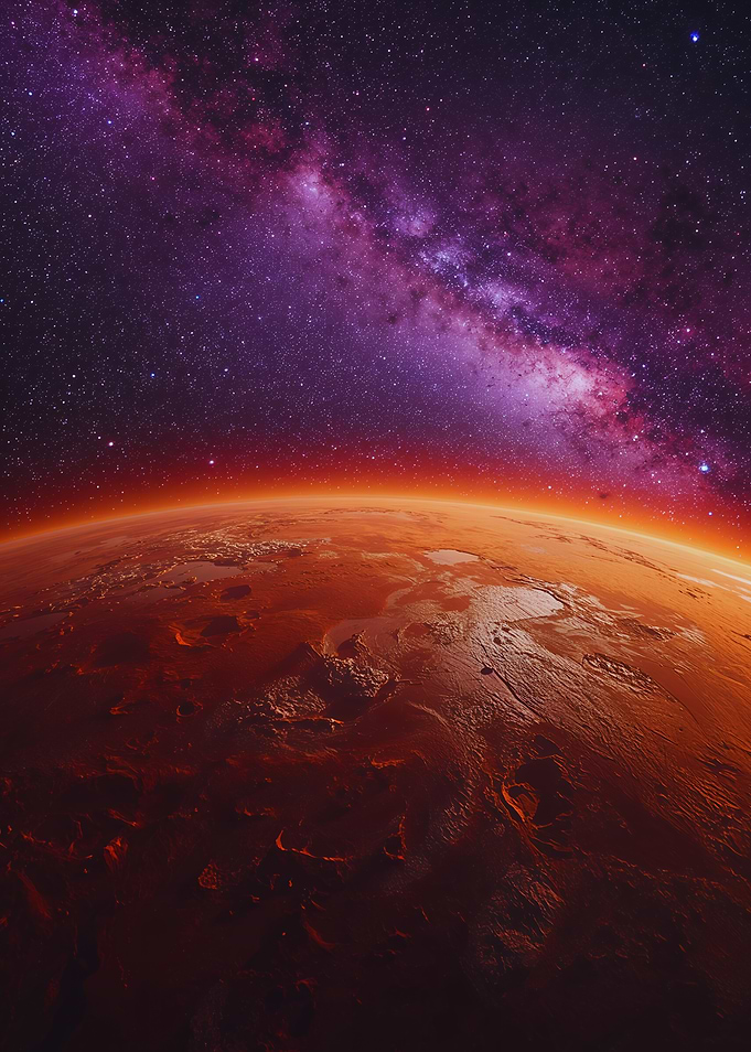 Mars and Milky Way Galaxy