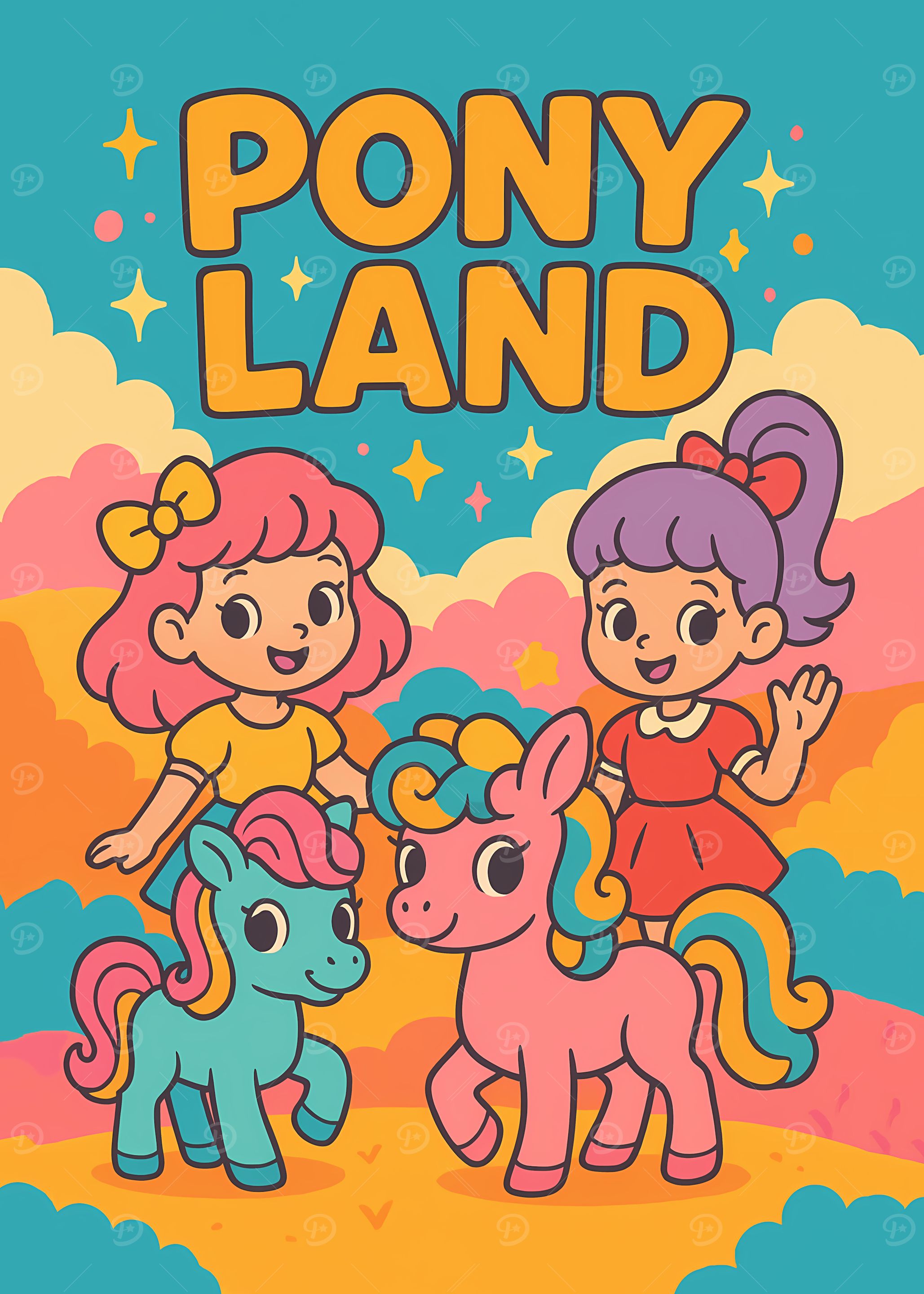 Pony Land Cartoon Illustration