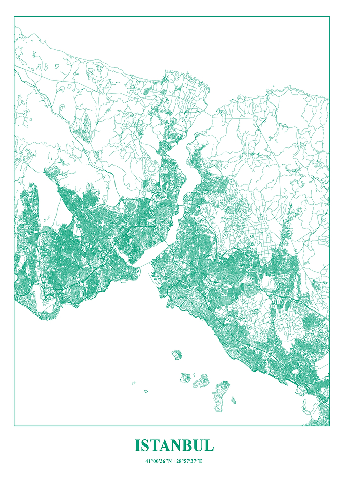 Istanbul Map in Green
