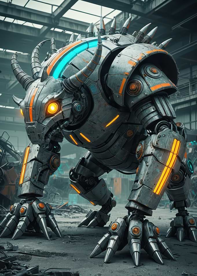Armored Mechanical Beast — Futuristic Robotic Creature Concept Art