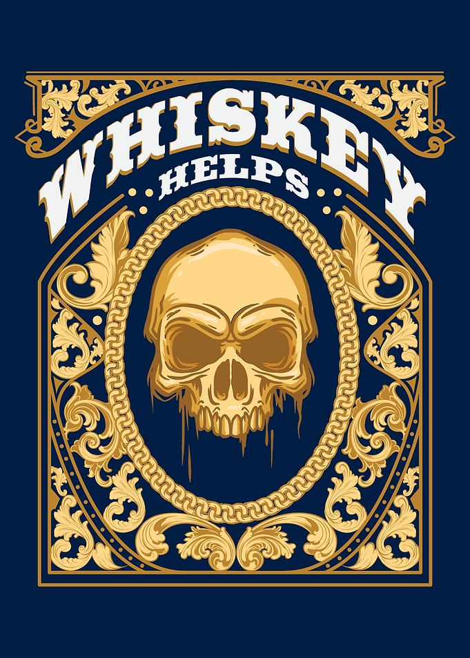 Whiskey Helps Skull Art