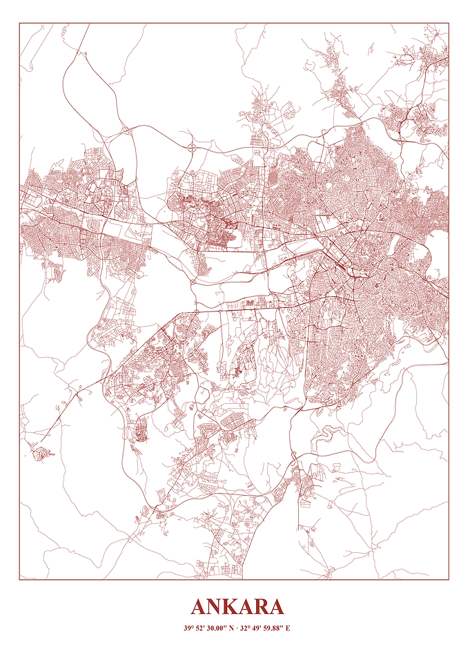 Ankara City Map - Detailed Line Art