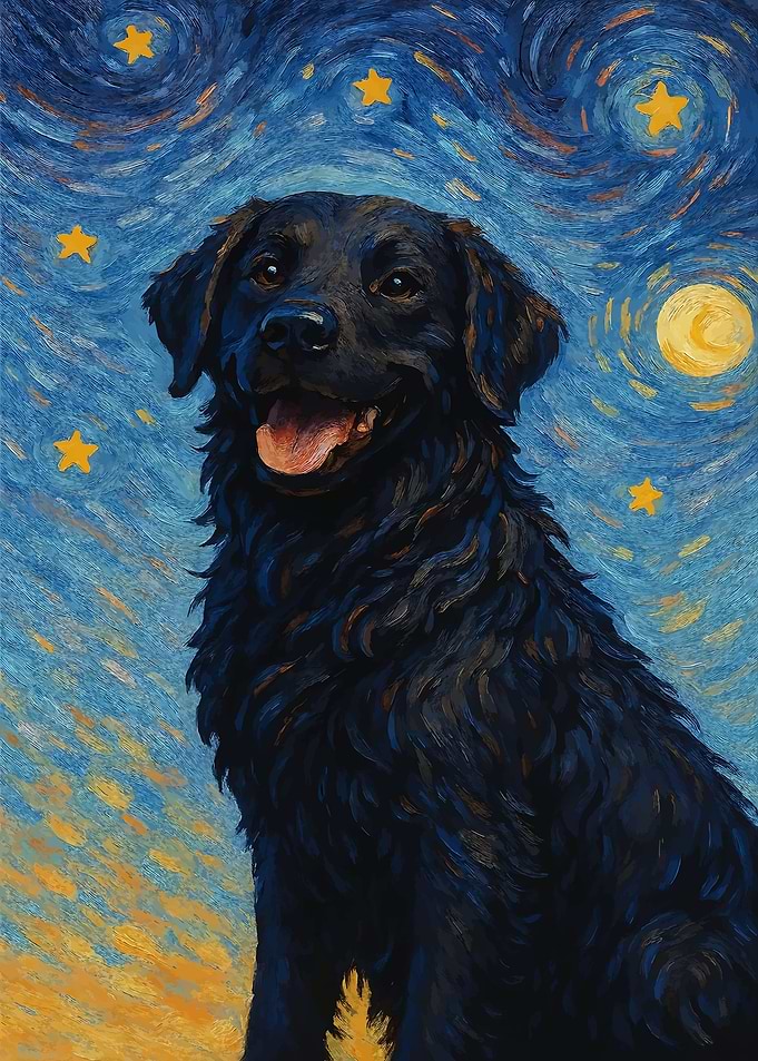 labrador in Starry Night Art