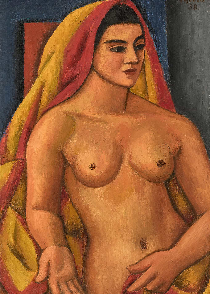 Nude Woman with Drapery Painting