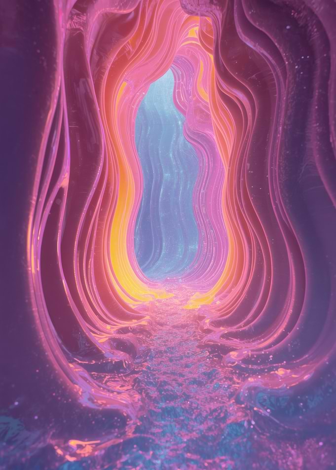 Abstract Pink and Blue Tunnel