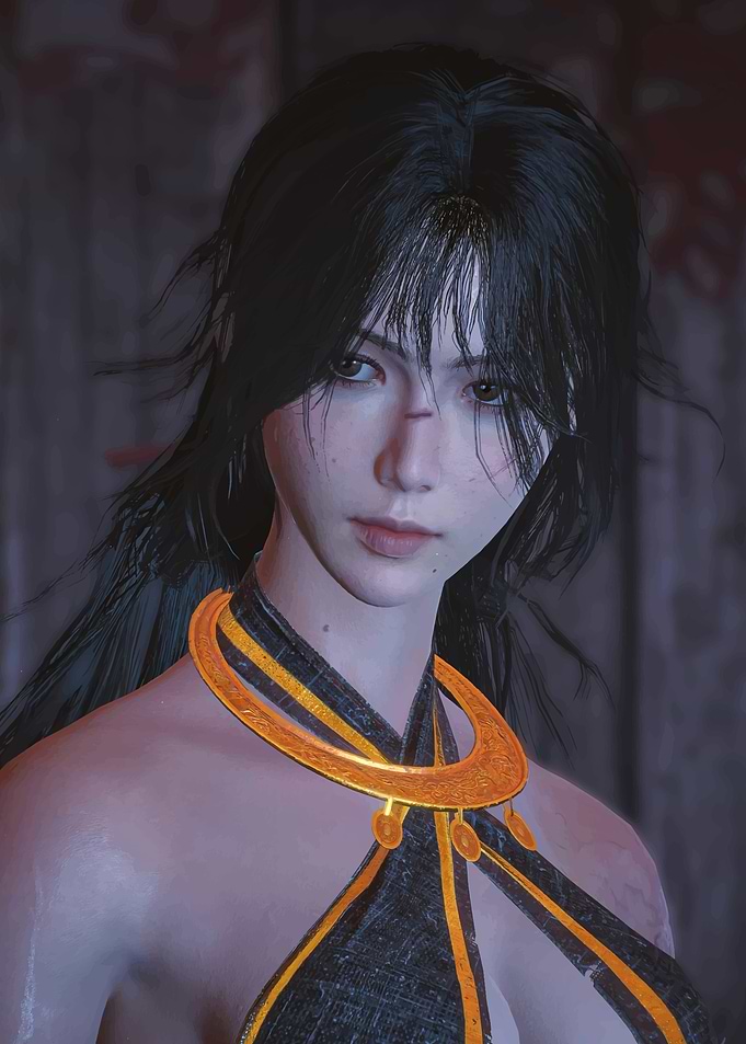 Asian Woman Portrait with Gold Necklace
