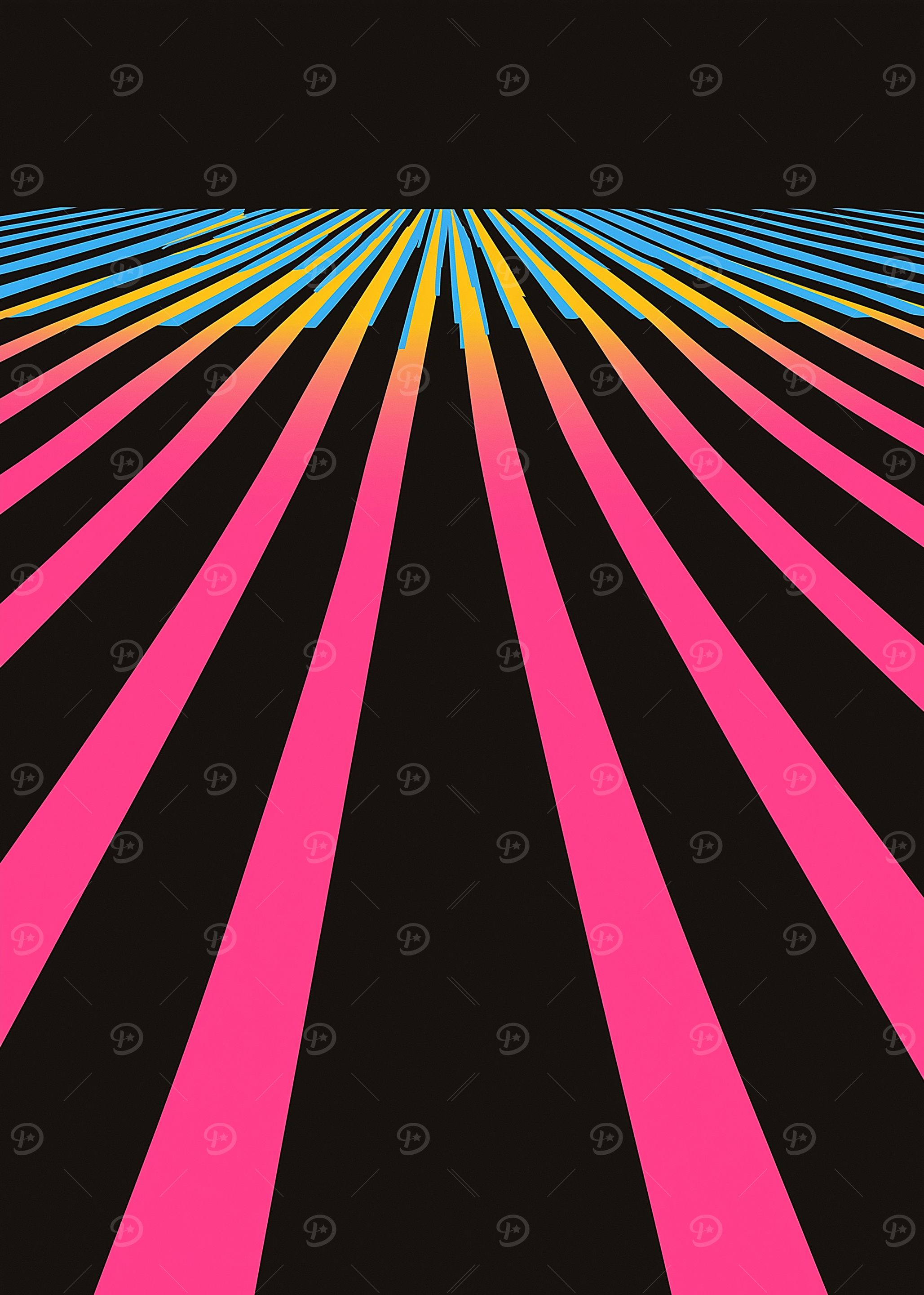 A black grid with pops of neon pink and yellow