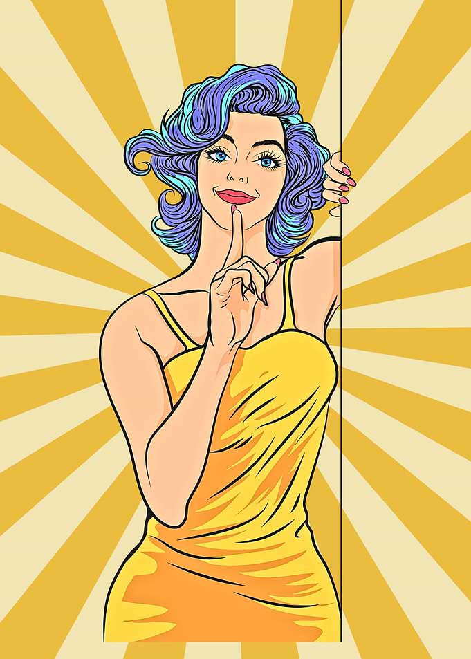 Pop Art Woman Shushing