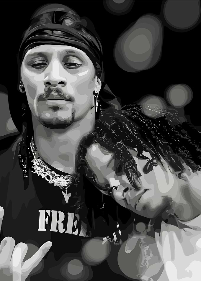 Black and White Portrait of Two People