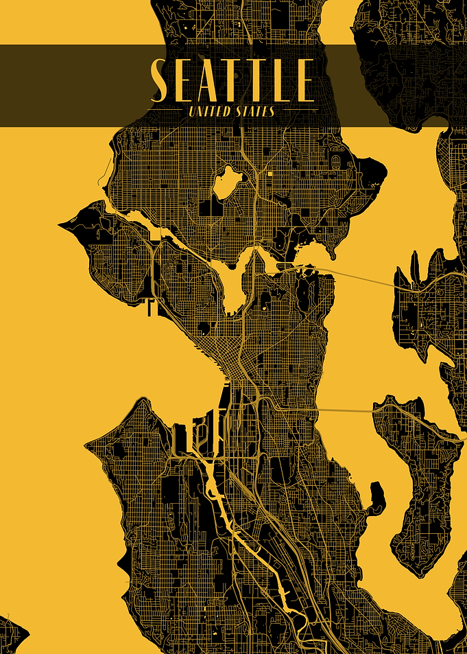 Seattle Golden Map Art
