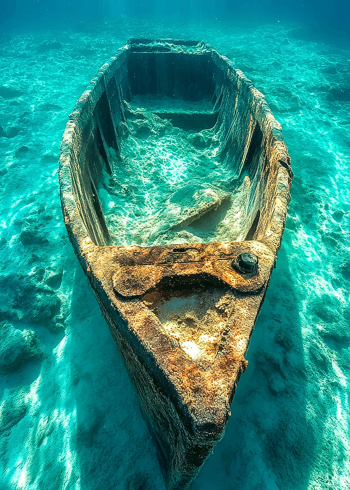Sunken Boat in Turquoise Water