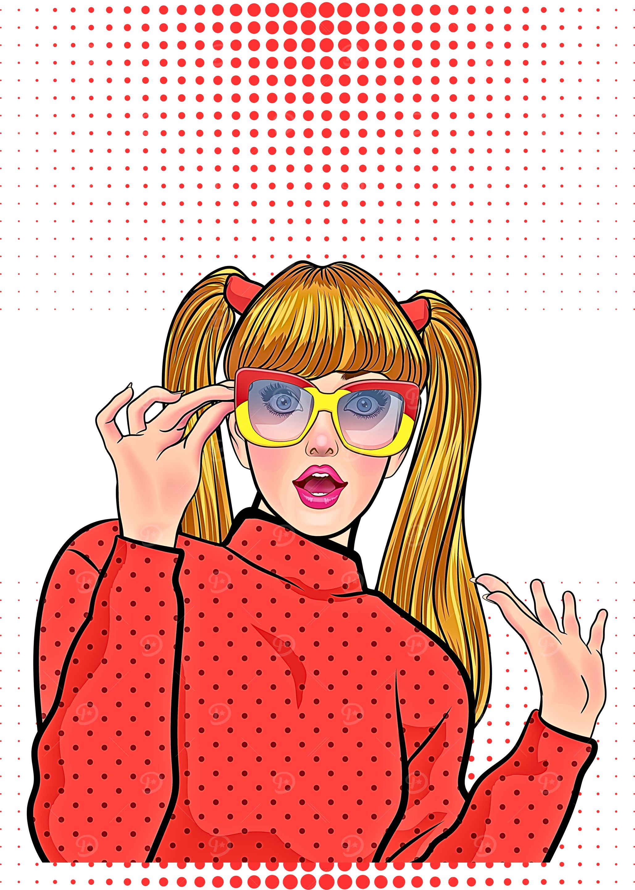 Pop Art Girl with Glasses