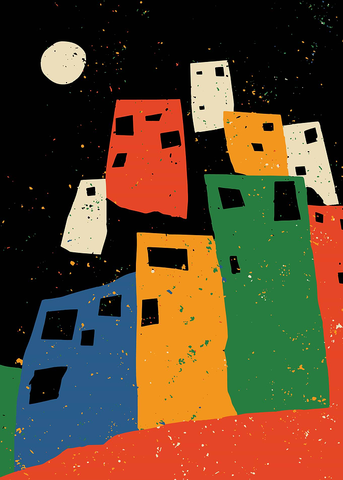 Colorful Abstract Cityscape at Night