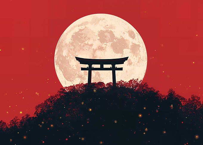 Torii Gate Under Full Moon