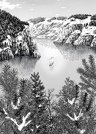 Monochrome Winter Landscape with Boat
