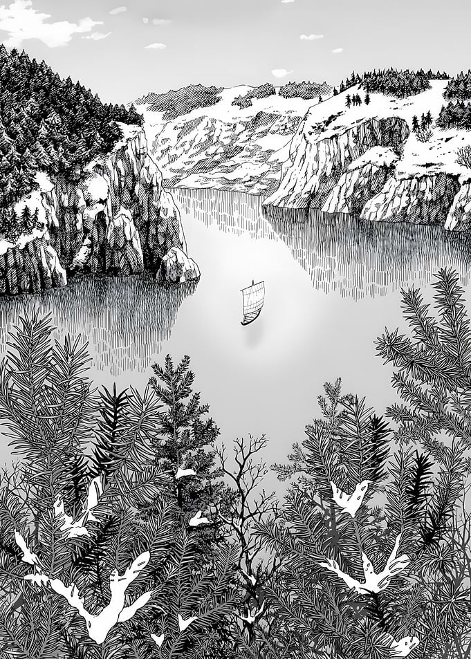 Monochrome Winter Landscape with Boat
