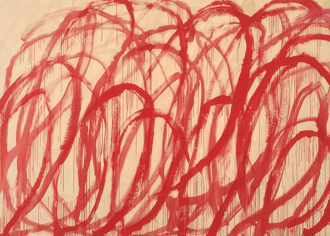 Abstract Red Arches on Beige Background, cy twombly paintings