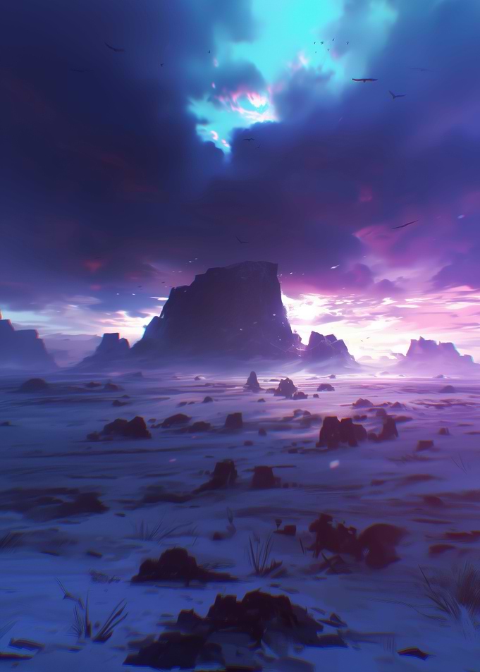 Mystical Landscape with Mountains and Sky
