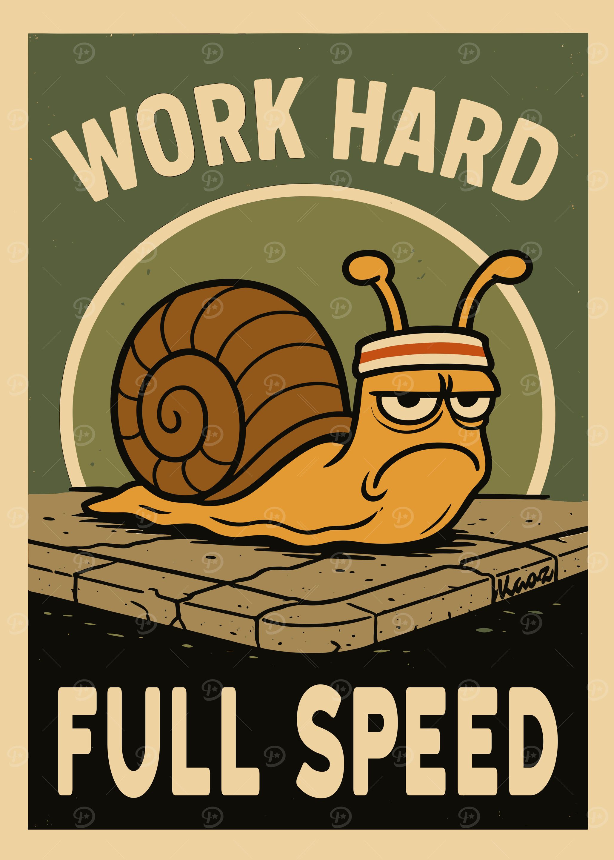 Work Hard Full Speed Snail Poster