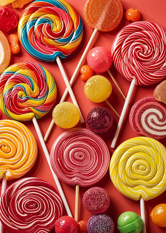 Colorful Lollipops and Candies Still Life