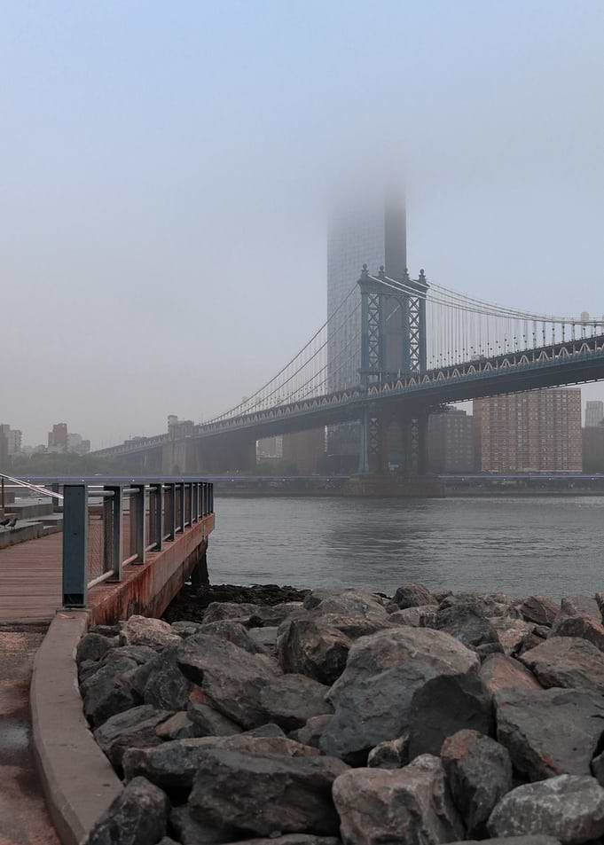 Manhattan Bridge in Foggy Weather