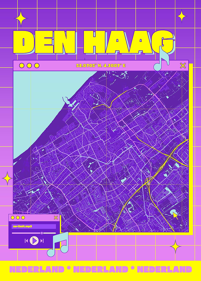 Den Haag Map Art - Retro Style