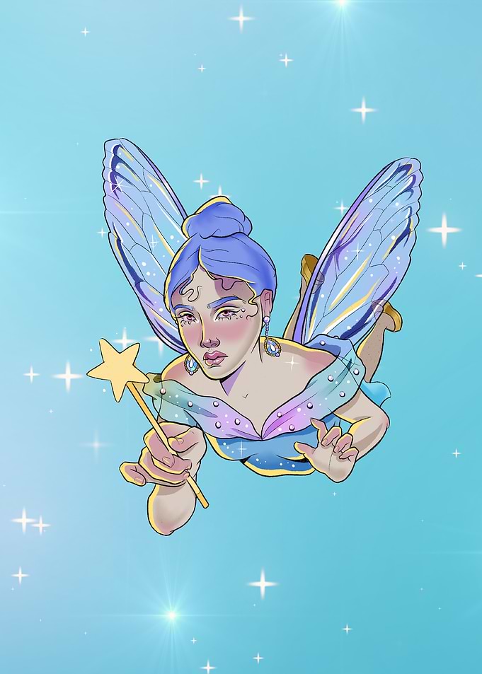 Blue Fairy with Wand Digital Art
