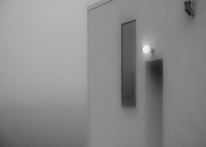 Monochrome Building Exterior with Light