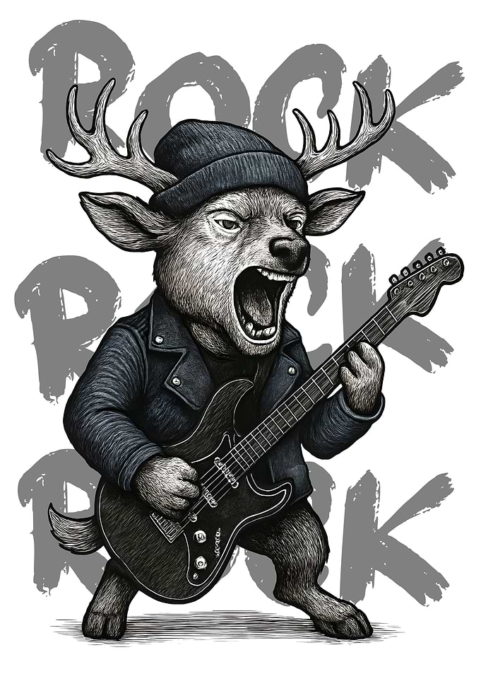 Rock and Roll Deer Guitarist