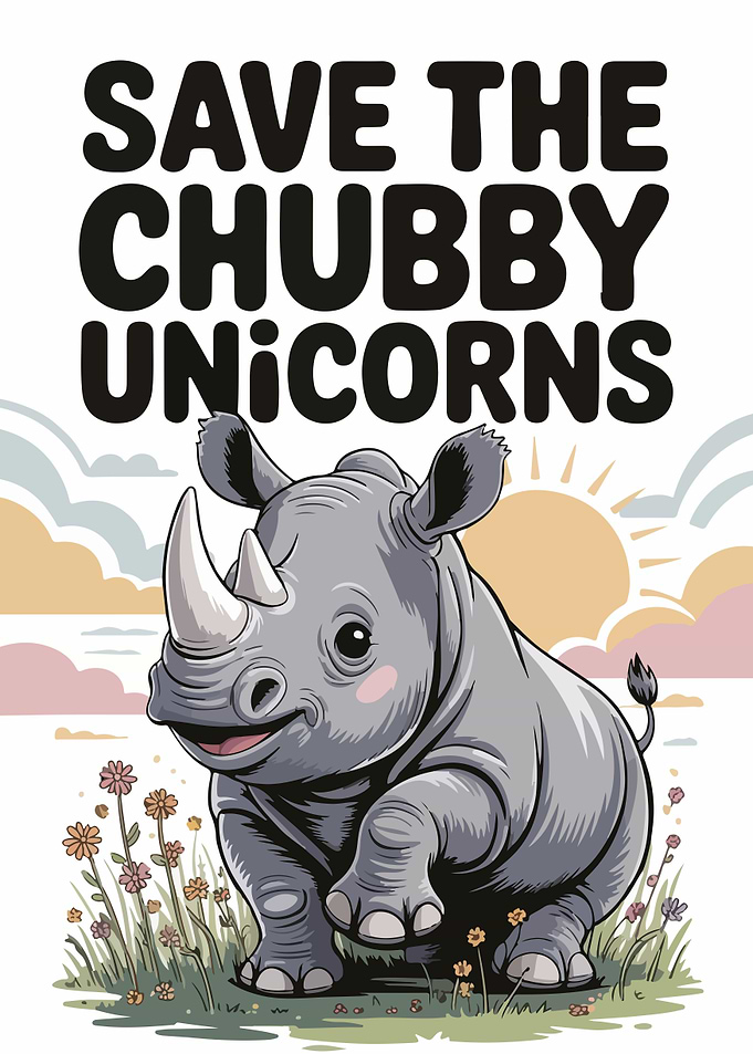 Save the Chubby Unicorns Rhino Art