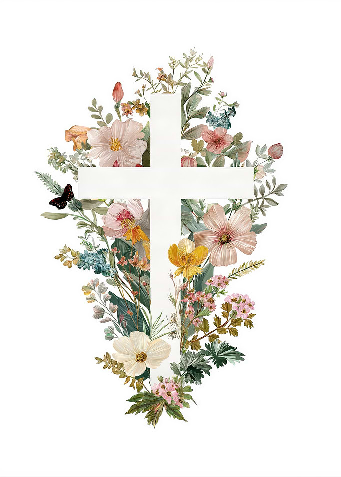 Floral Christian Cross