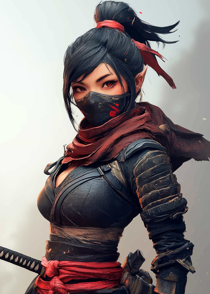 Female Ninja Warrior with Mask