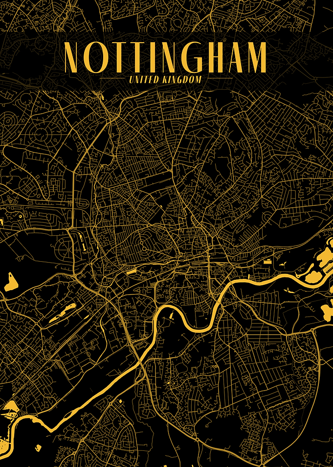 Nottingham Golden Map Art