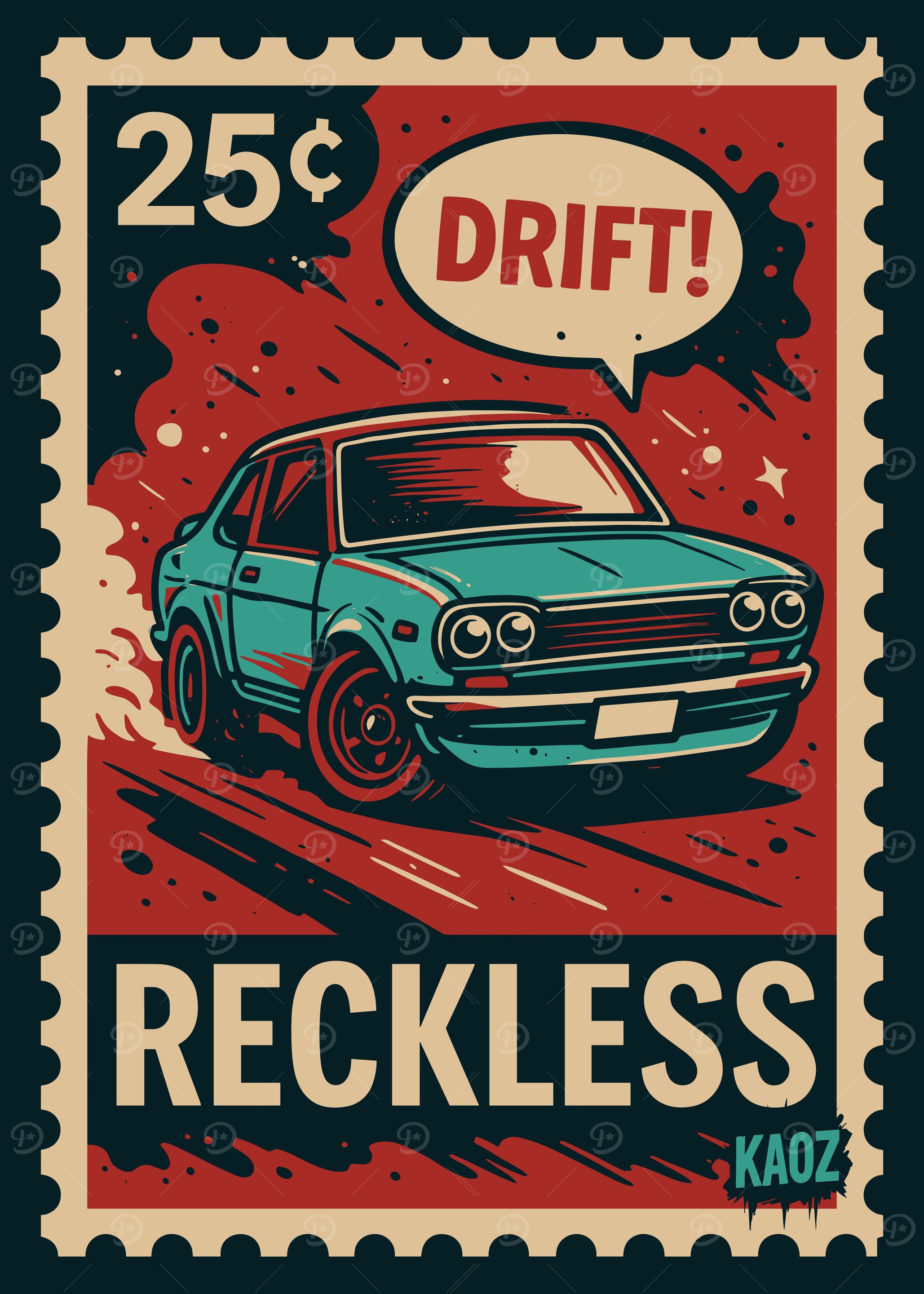 Reckless Drift Car Stamp