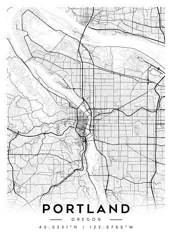 Portland Oregon City Map Art