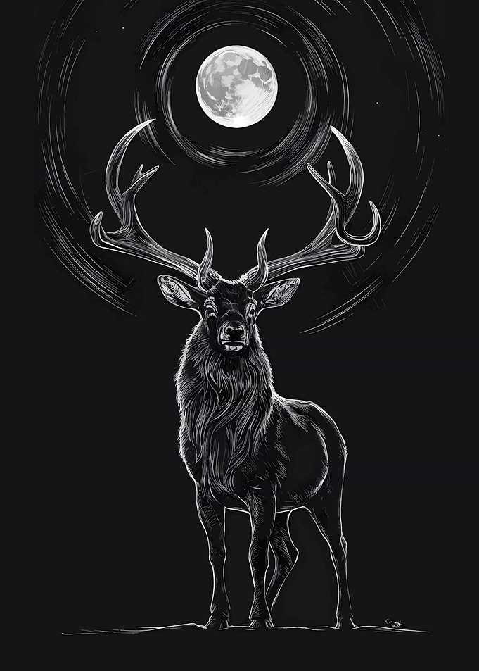 Majestic Deer Under the Moonlight