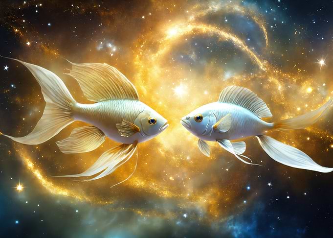 Two Fish in a Cosmic Scene