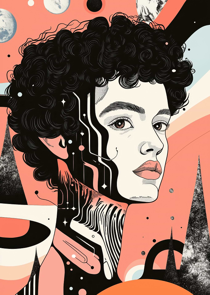 Abstract Portrait with Cosmic Background