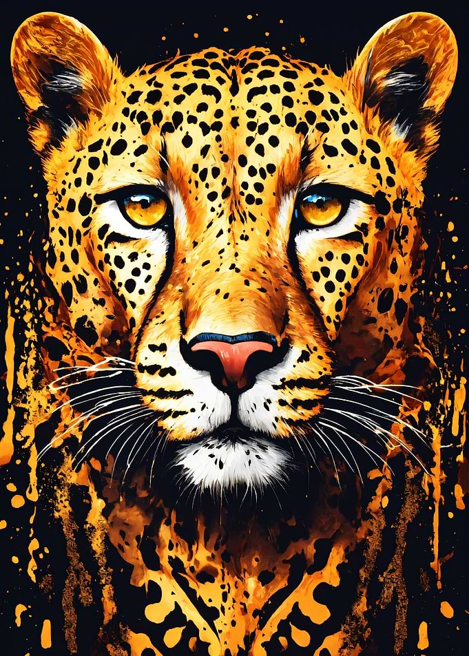 Leopard Portrait with Abstract Gold Accents