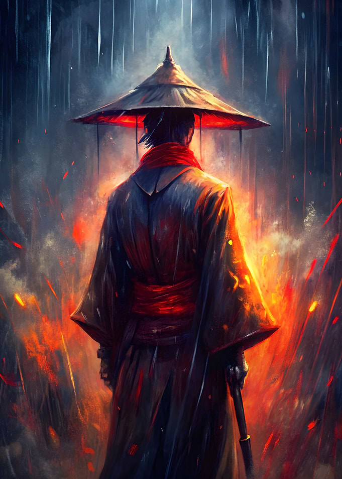 Samurai in Rain and Fire