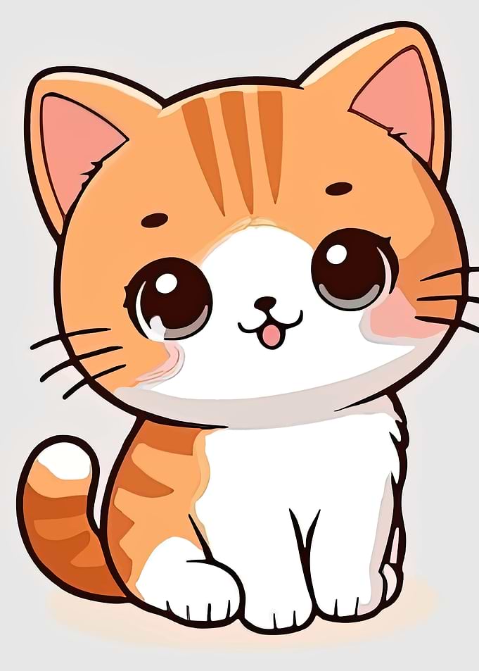Cute Cartoon Orange Tabby Cat Illustration
