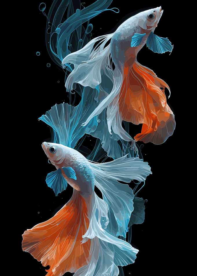 Two Betta Fish in Elegant Motion