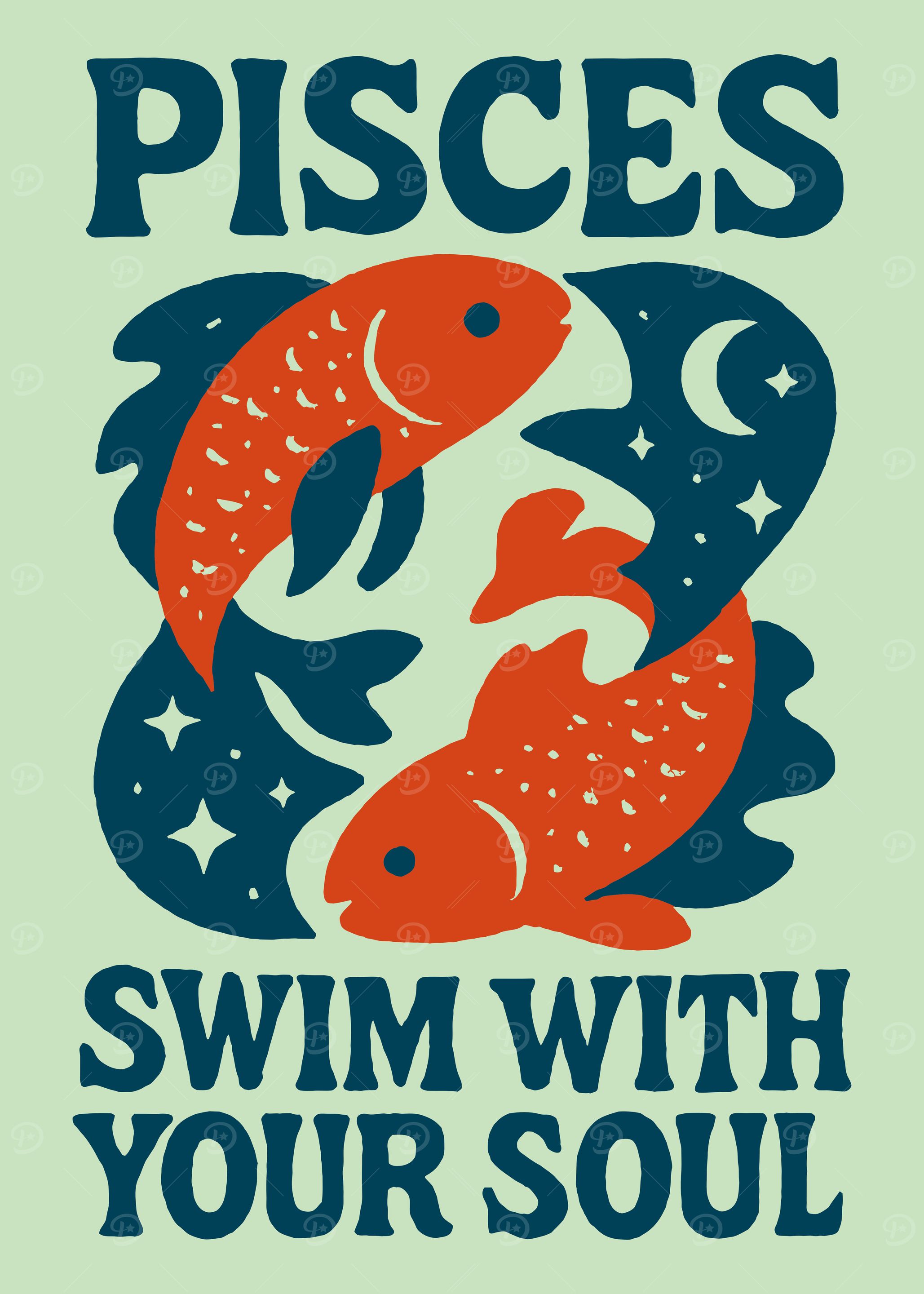 Pisces Zodiac Poster - Swim with Your Soul