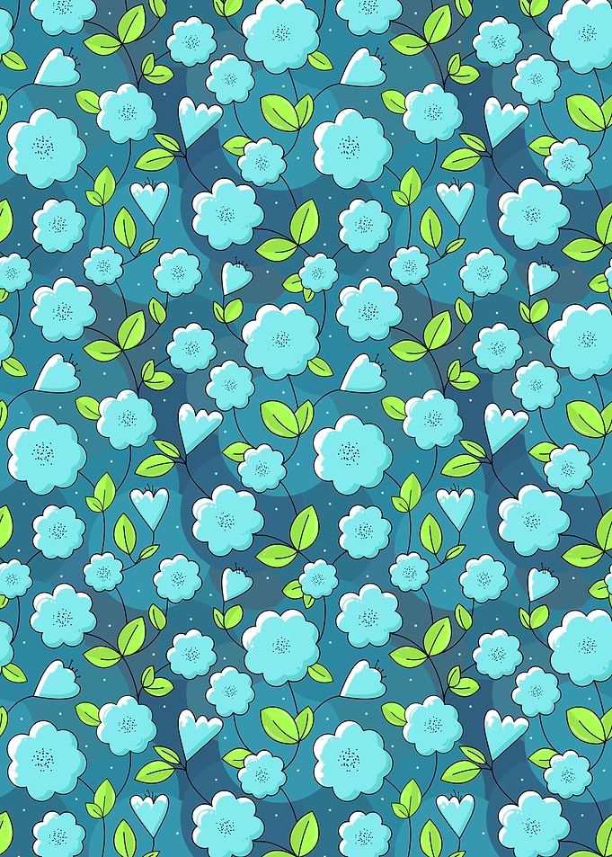 Floral Pattern with Blue Flowers