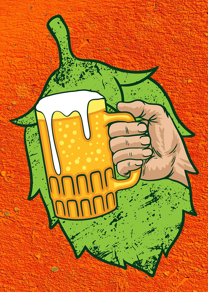 Beer Mug with Hops Illustration