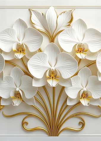 Elegant White Orchids with Golden Accents