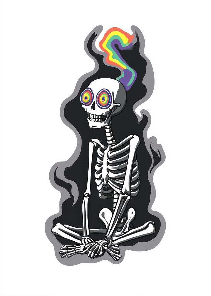 Psychedelic Skeleton Meditating