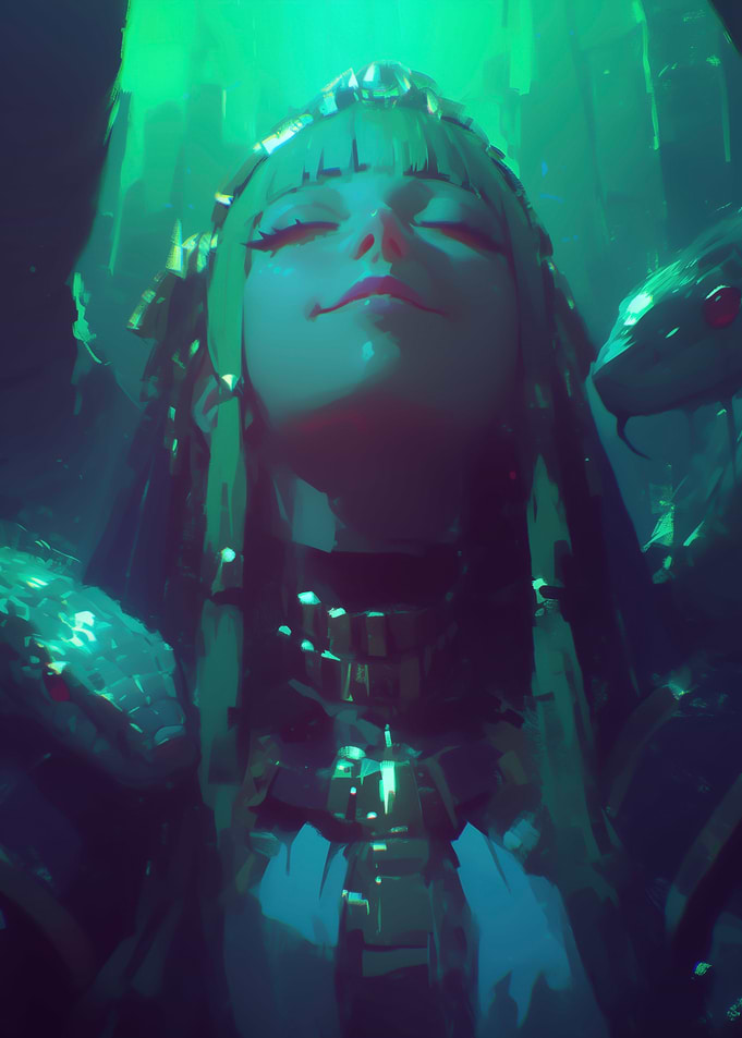 Egyptian Queen with Snakes Digital Art