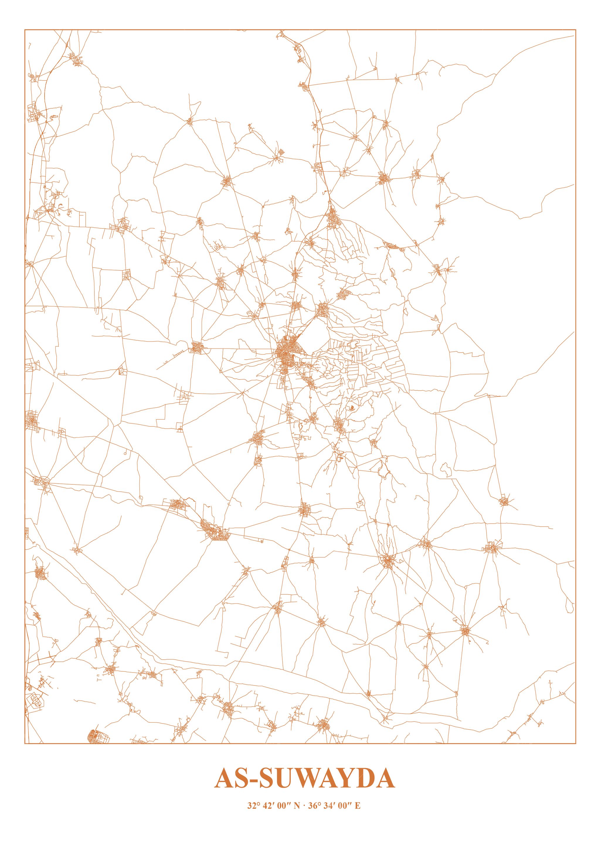 As-Suwayda City Map Art
